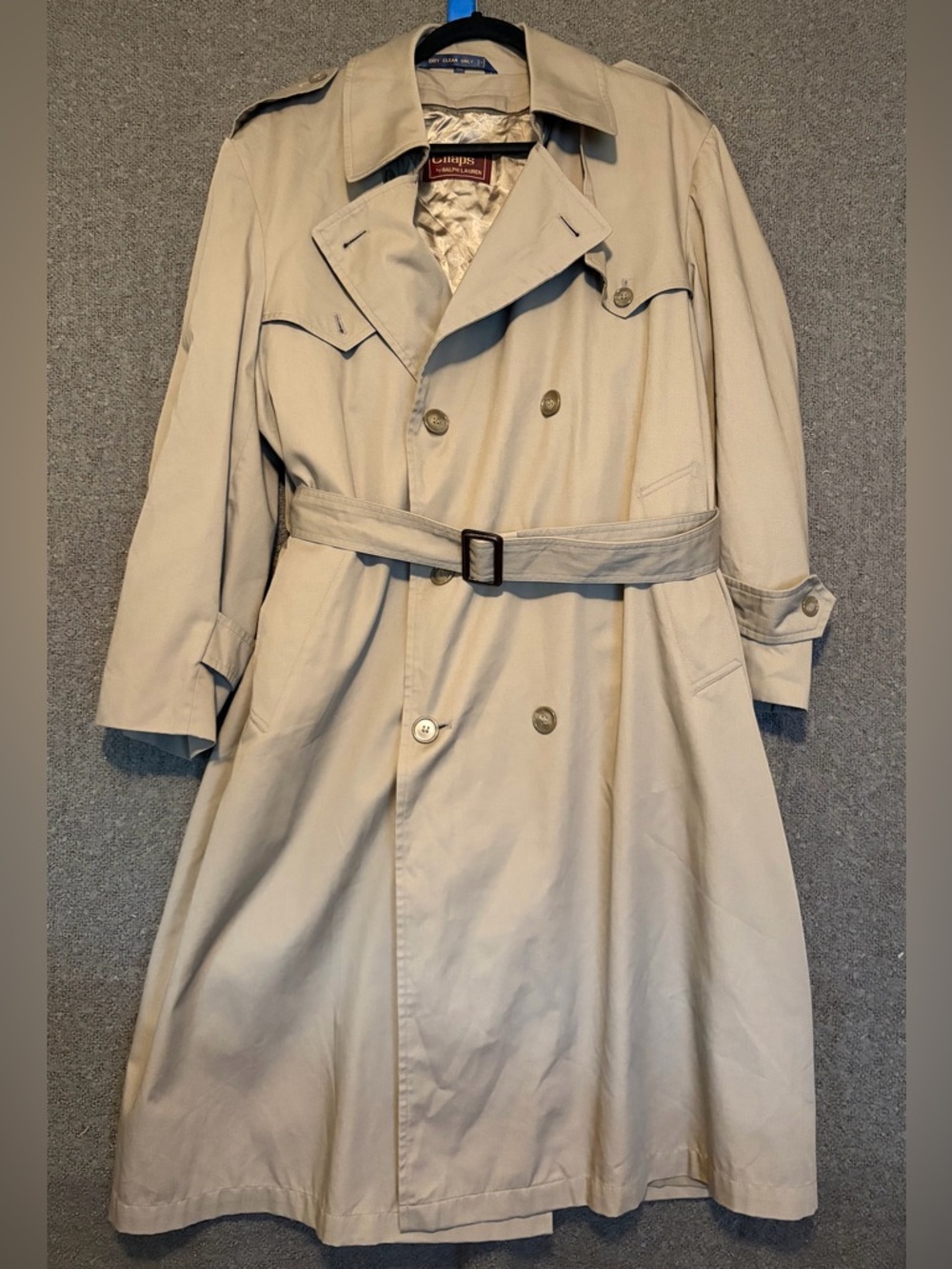 Ralph Lauren Khaki Beige Double-Breasted Trench Coat with Belt